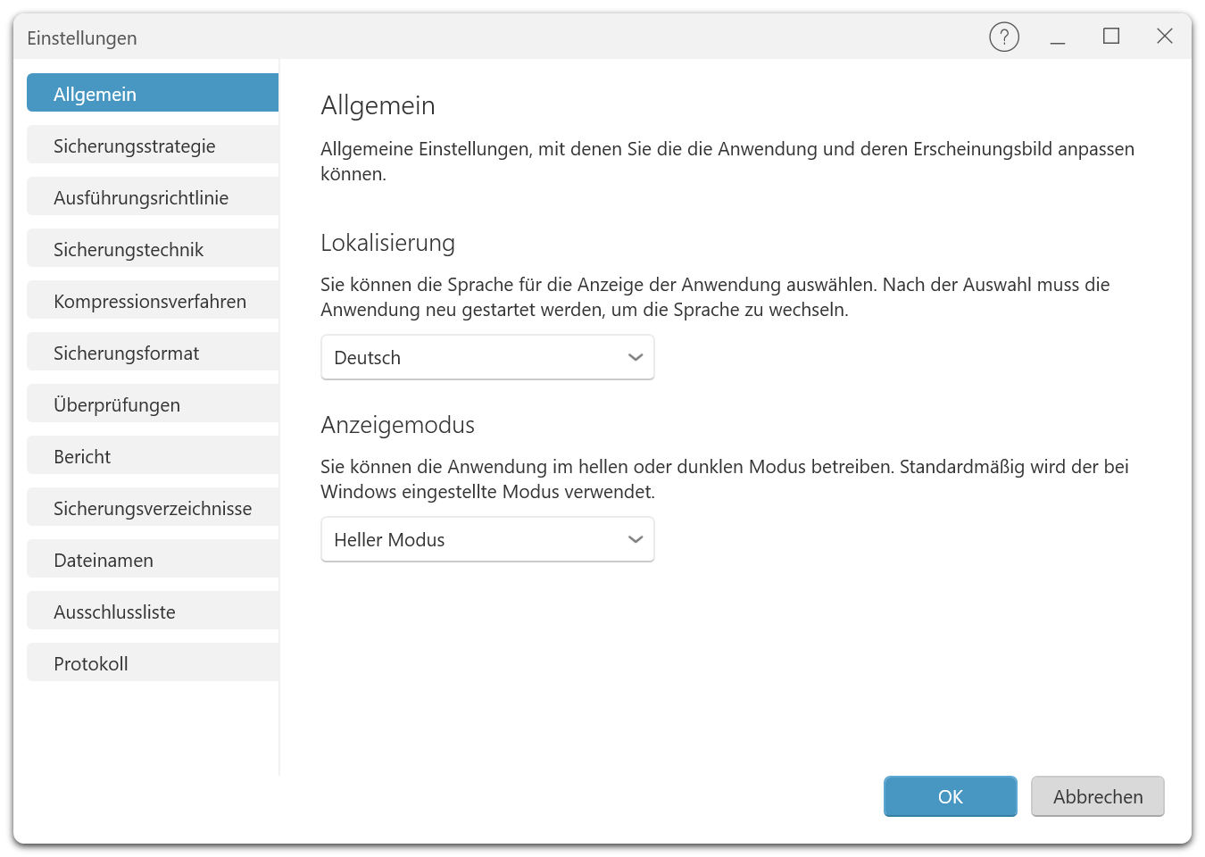 Einstellungen allgemein