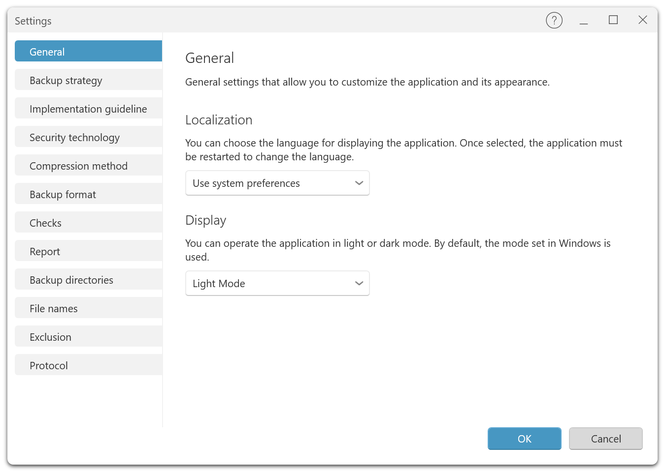 General settings