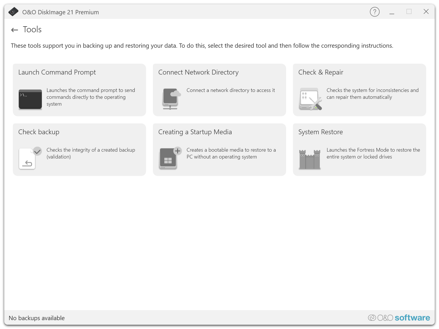 O&O DiskImage Premium - Tools