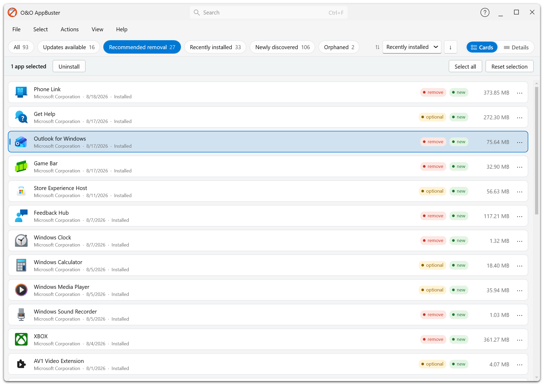 The Recommended removal Smart View
